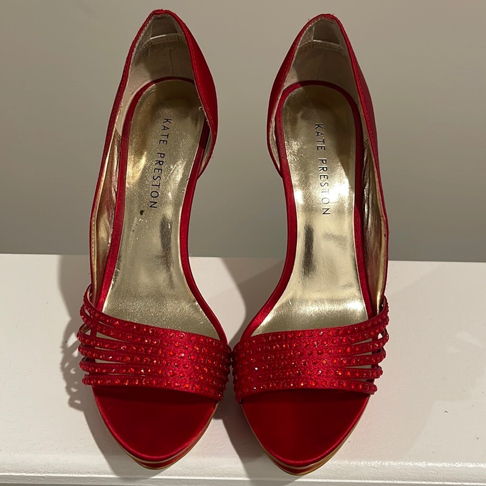 Kate Preston Satin Open Toe Pumps